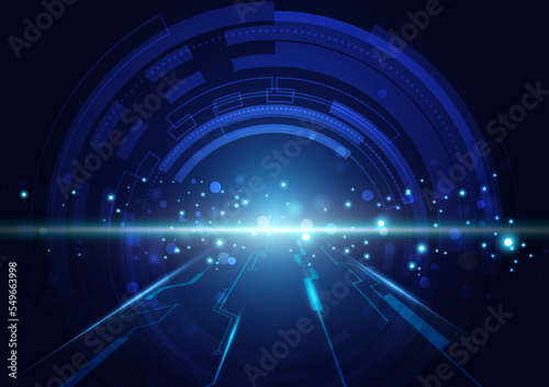 Abstract technology blue light rays with dots and sparks effect vector illustration.
