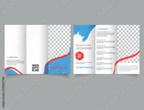 Christmas trifold brochure. Vector graphics. Flyer design.