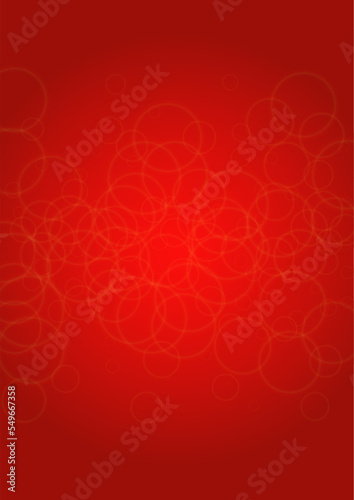 Twinkle Vector Magic Background With Golden Sparkle Circles on Red Gradient. Shiny Sun Texture. Defocused Bokeh Design. Christmass And New Year Frame. Glittery Shimmer Summer Love Page. Valentine Card