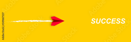 Airplane to success red paper airplane. New year idea concept. Business creativity new idea discovery innovation technology.