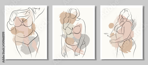 A beautiful woman. Beautiful curvy female body line illustration. Minimalistic linear female figure. A simple body is a positive elegant.
