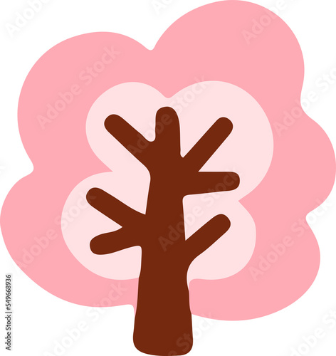 hand draw cute pink tree