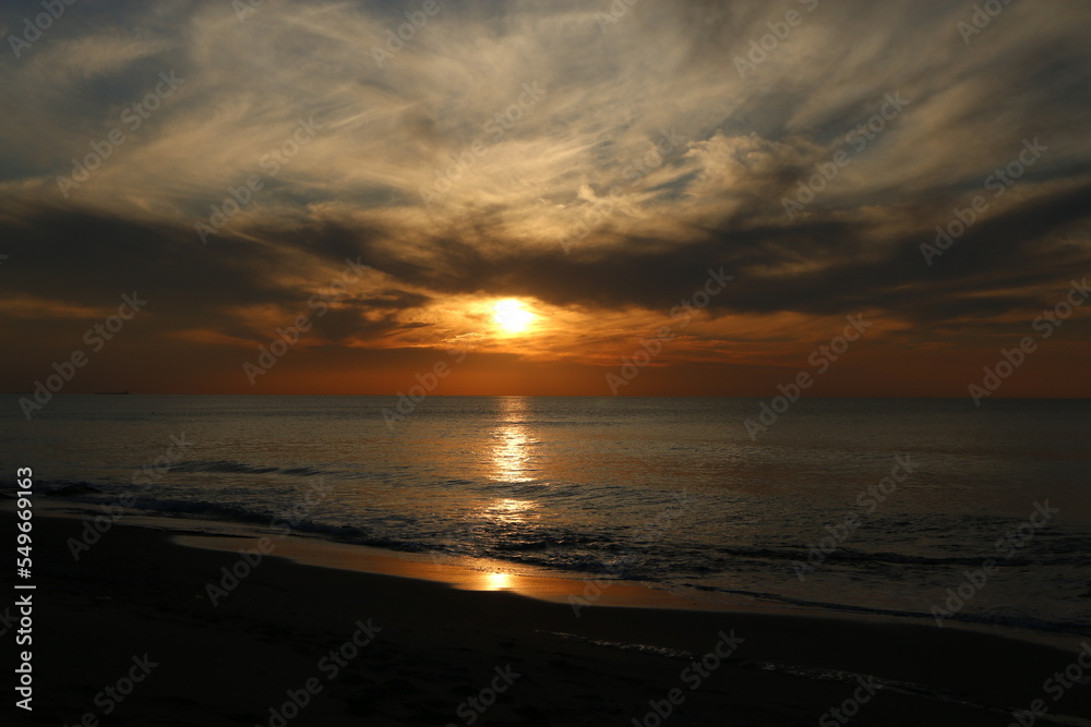 sunset over the sea, beach