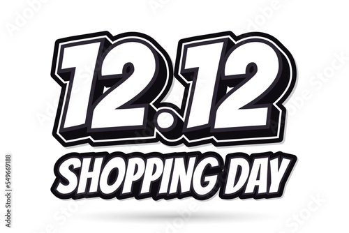 12.12 Shopping day font design on white background. Vector illustration
