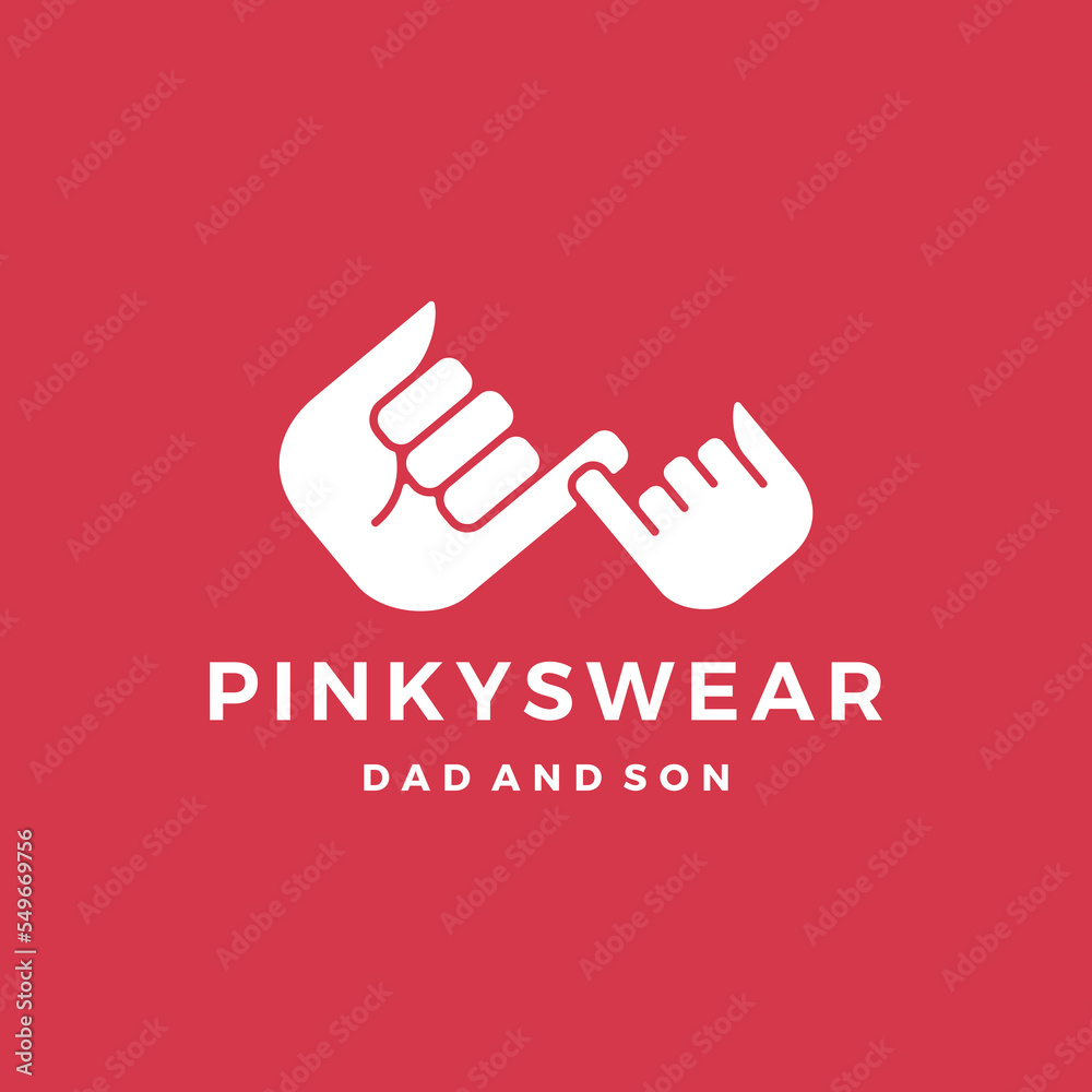 Fototapeta premium pinky swear promise dad and son daughter little finger hand logo vector icon illustration