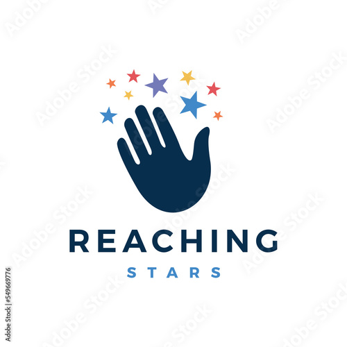hand reaching star dream logo vector icon illustration