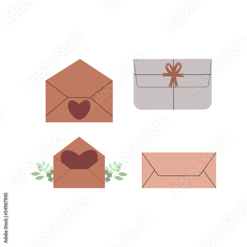 Letters, cards and envelopes. Postcard, paper letter with postmark, for design vector elements