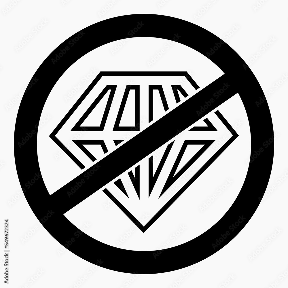 No diamond icon. The sign is not real. Forgery illustration. No gem. Vector icon. No diamond icon. The sign is not real. Forgery illustration. No gem. Vector icon.