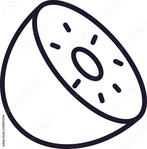 Fruit sign. Minimalistic isolated sign in line style. Perfect for stores, shops, web sites, adverts, UI. Editable stroke. Vector isolated icon of kiwi