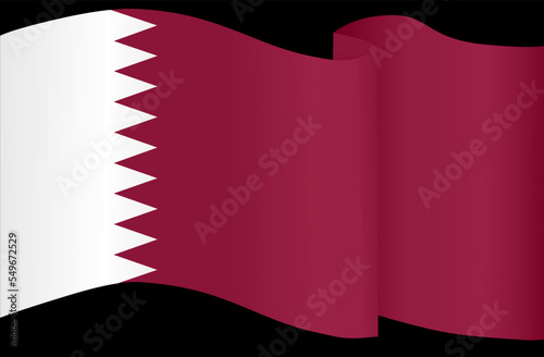 Qatar flag flying on white background