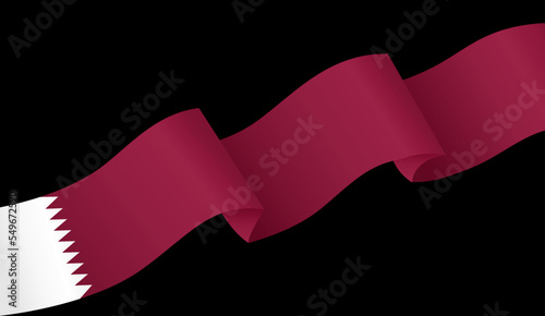 Qatar flag flying on white background