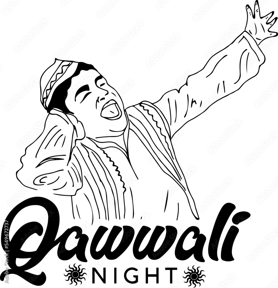 Qawwali singer logo, Indian folk musicians performing live qawwali