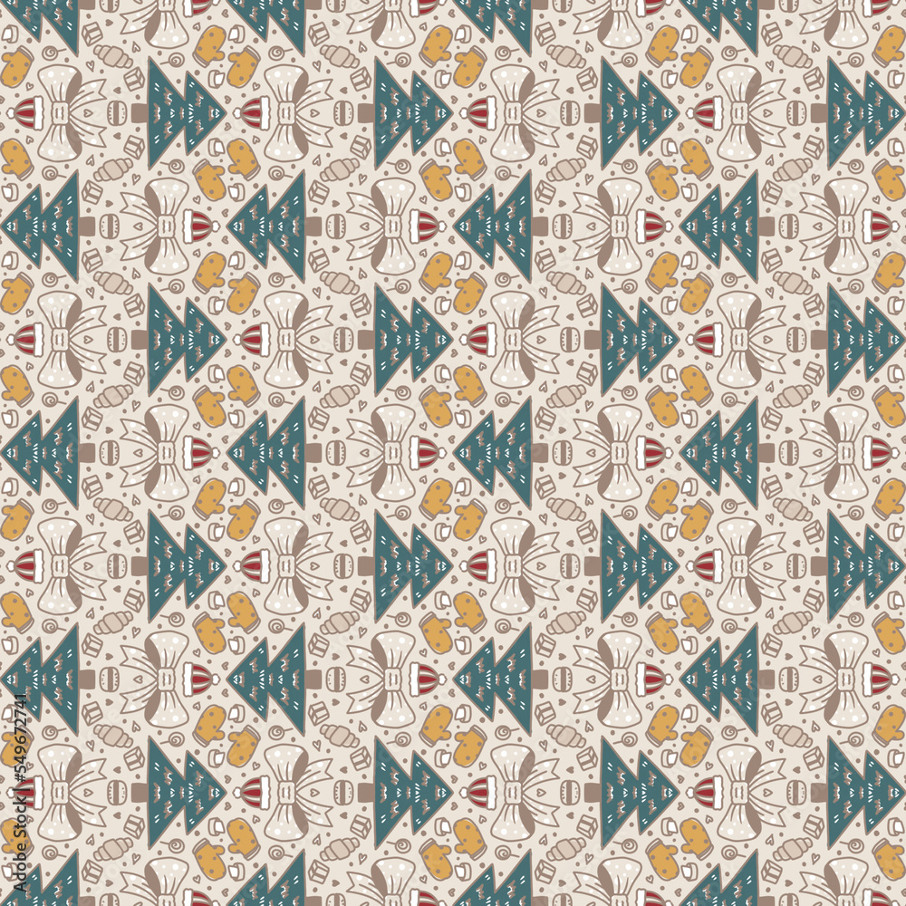 Christmas doodle drawing seamless pattern illustration Christmas doodle drawing seamless pattern illustration