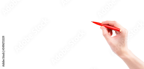 Fotografia 赤ペンを持つ手（背景透過切り抜き合成用png素材）