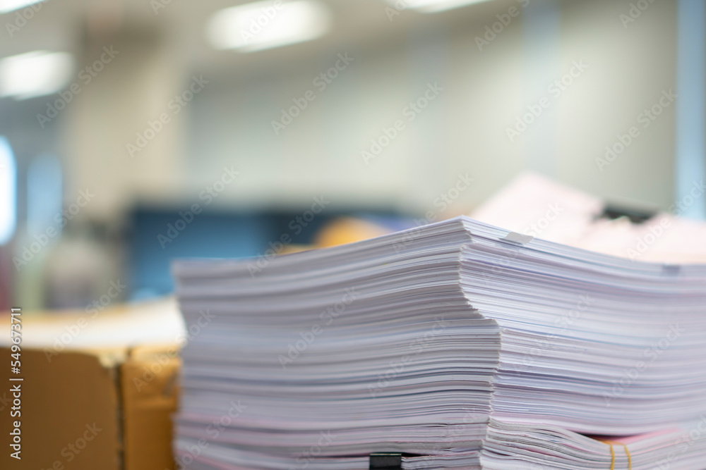 Stack of paper, Document, many jobs waiting to be done on the table, busy concept Stack of paper, Document, many jobs waiting to be done on the table, busy concept