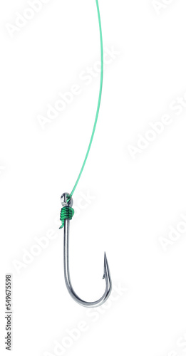 Fishing hook isolated on transparent background. Angling equipment