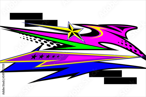 Unique pattern racing background vector design with a combination of bright colors and the effect of stars and stripes