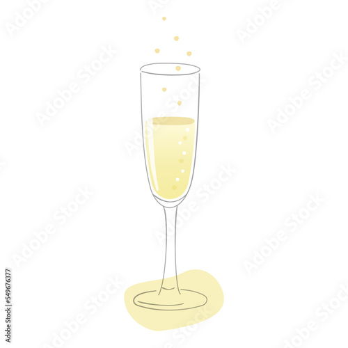 Champagne in a grass illustration, sparkling wine illustration.