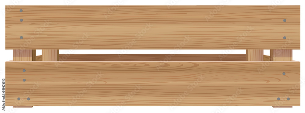 Photo Realistic Empty Wooden Crate Isolated. Quality Mockup