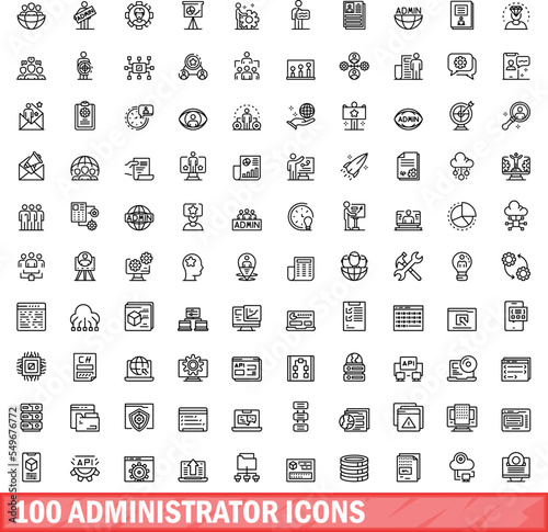 Canvas-taulu 100 administrator icons set