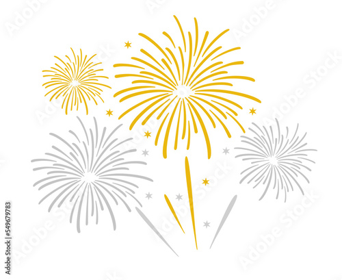 Fireworks on a white background  can be used for celebrations and New Year events. Vector graphic.