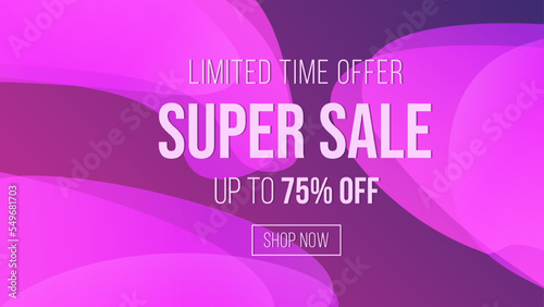Purple Super Sale Discount Banner Shape Background Abstract EPS Vector
