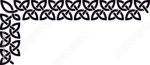 Celtic knot L-shaped frame clip-art, black. L-shaped border made with Celtic knots to use in designs for St. Patrick's Day.