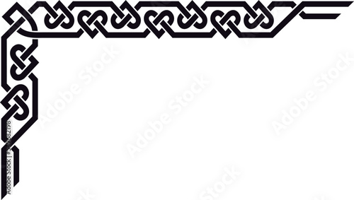 Celtic L-shaped frame with hearts, black. L-shaped border made with Celtic knots to use in designs for St. Patrick's Day.