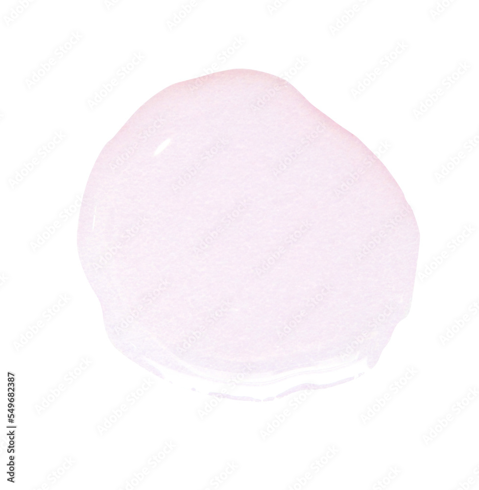 Serum gel drops. Clear pink liquid skincare product texture with bubbles. Cosmetic swatches isolated on white background Serum gel drops. Clear pink liquid skincare product texture with bubbles. Cosmetic swatches isolated on white background