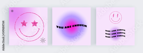 Social media blur backgrounds with smiley faces stars, hearts, lightning
