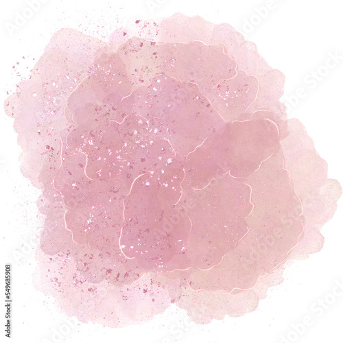 Pink watercolor spot isolated on transparent background 
