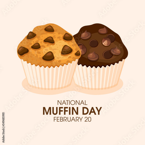 National Muffin Day vector. Delicious chocolate chip and classic muffin icon vector. February 20. Important day