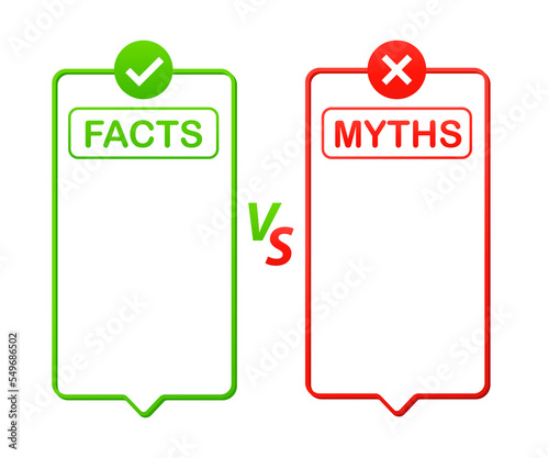 Facts vs myths acts, great design for any purposes. Fact-checking or easy compare evidence. Vector illustration