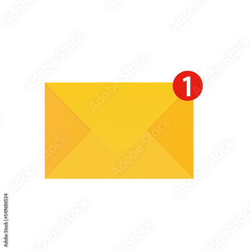 Notification message icon. An envelope with an incoming message. Vector illustration