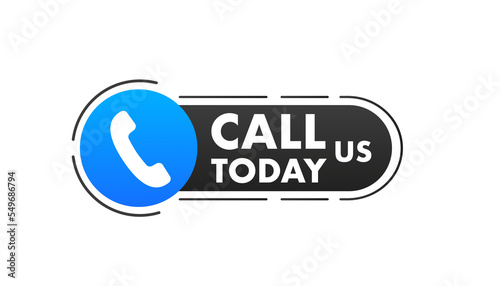 Call us today black and blue web button. Vector illustration