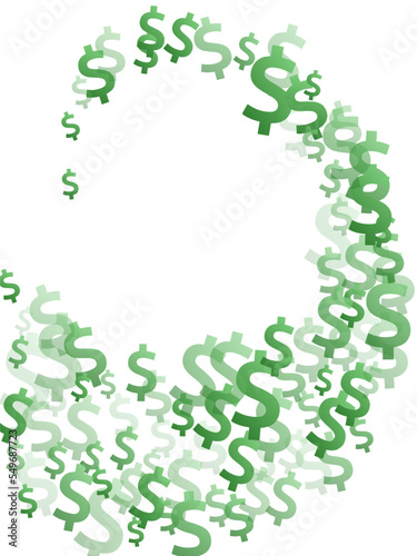 Green dollar symbols flying money vector