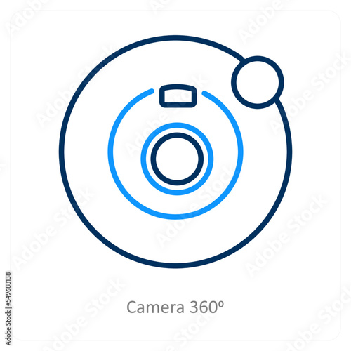 Camera 360 and rotate icon concept
