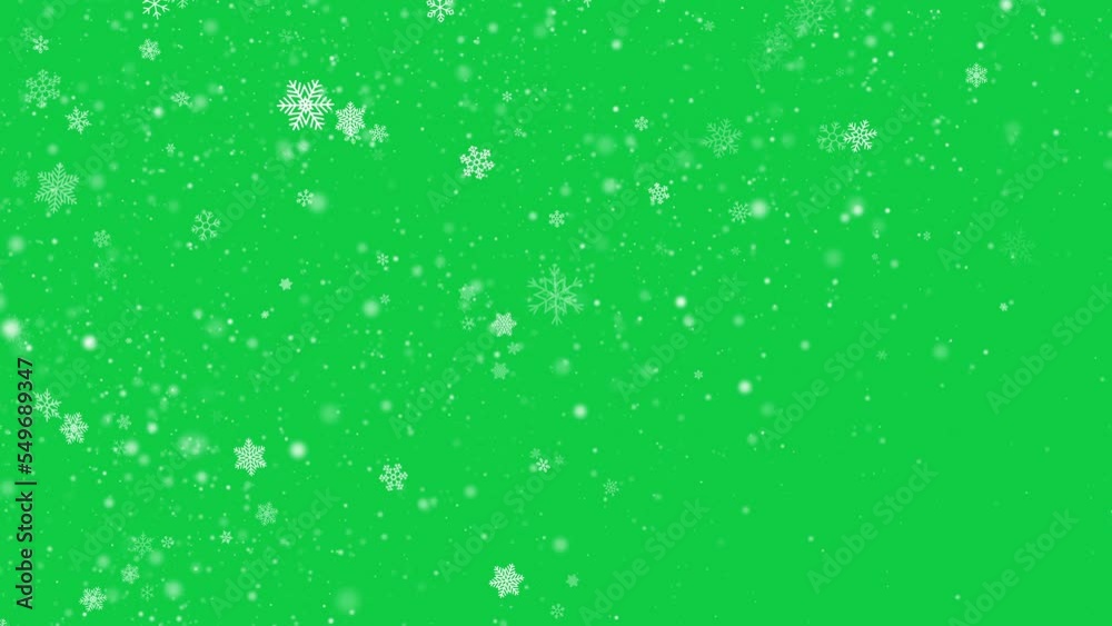 Isolated snow fall overlay on green screen