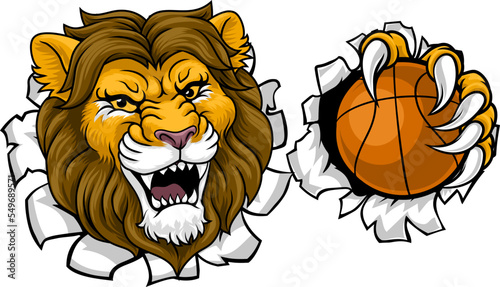 A lion basketball ball team cartoon animal sports mascot