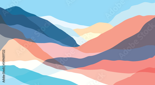 Color mountains, translucent waves. Multicolored abstract glass shapes, modern background, vector design Illustration for you project