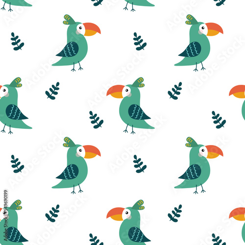 Funny birds seamless pattern. Childish design for fabric  wrapping  textile  wallpaper  apparel.