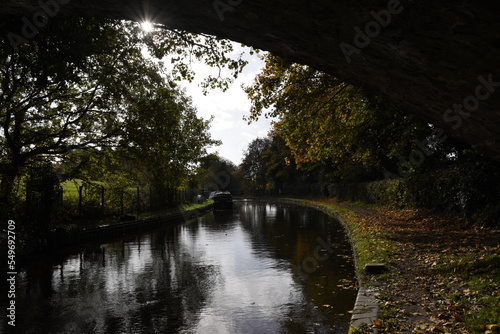 canal boats docked on the side of the canal at the Stewponey in Stourton photo