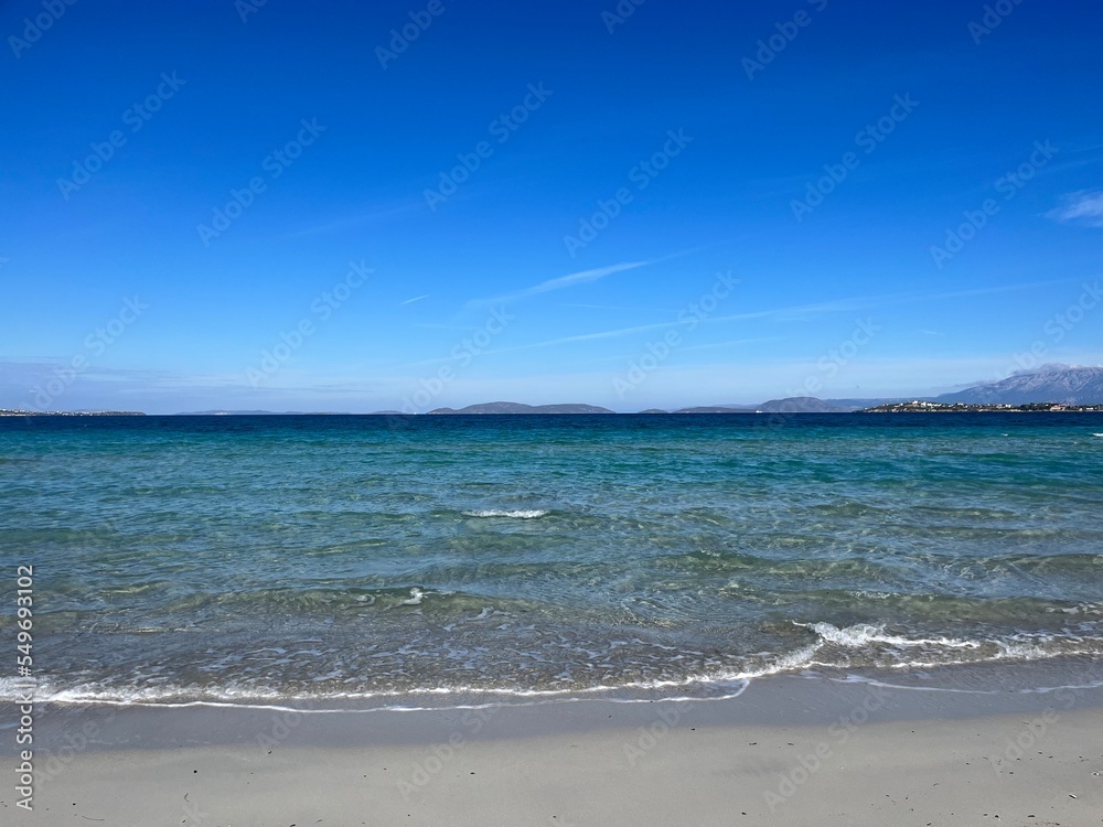 Blue seascape, azure sea surface and blue sea, sea horizon background