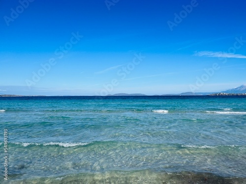 Blue seascape  azure sea surface and blue sea  sea horizon background