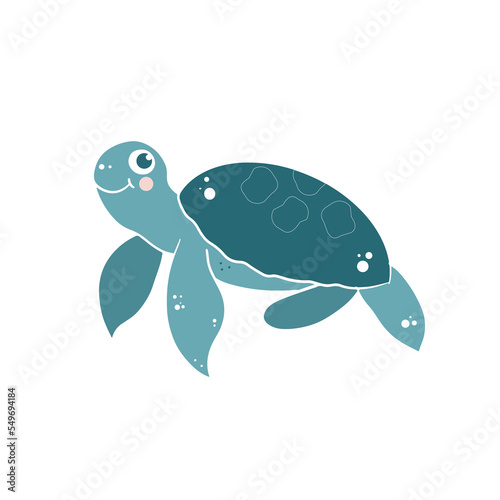 cute blue turtle vector illustration. Vector illustration