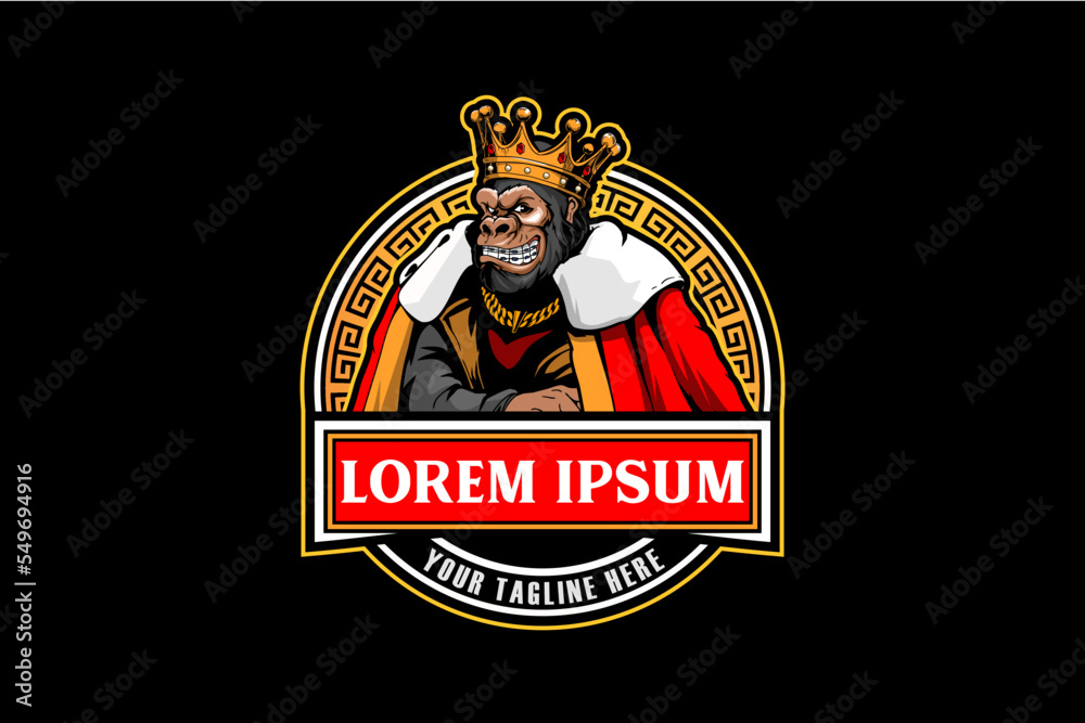 Fototapeta premium Gorilla with crown cartoon character logo