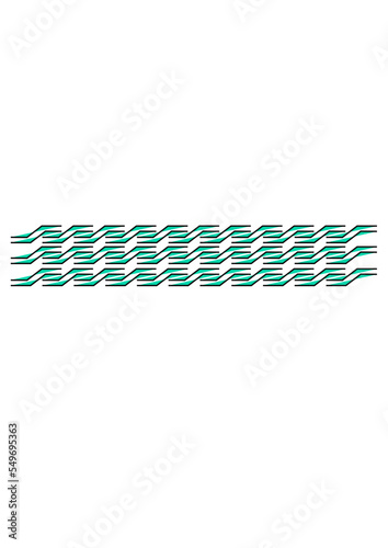 Motif, lignes original en continu de couleur noir avec une certaine originalité dans la simplicité et remplie de couleur turquoise.