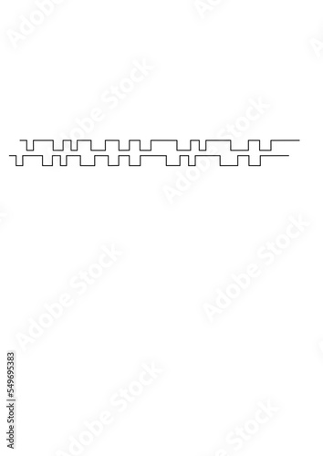 2 barrettes en continu avec des espaces formant des rectangles décalé de divers dimensions vide à l'intérieur mais tous sont joints.