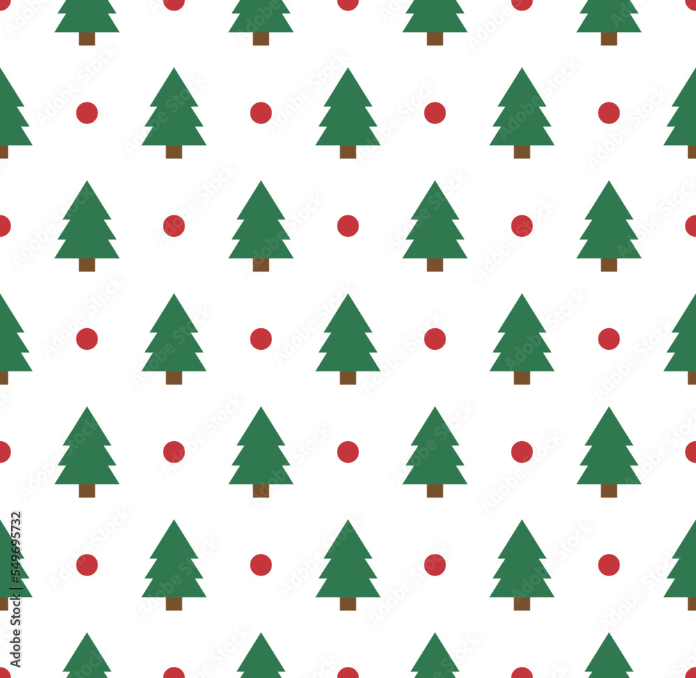 Cute pattern design background for Christmas concept. It is a cute pattern with a combination of trees and red dots.