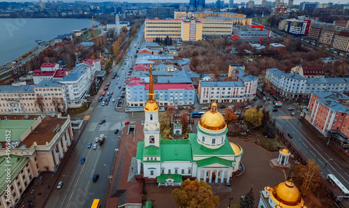 Alexander Nevsky Cathedral in the centre of Izhevsk. A popular landmark in the Udmurt Republic, Russia. The cathedral building in the classicist architectural style